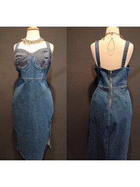 New Forever 21 Sweetheart Neckline Denim Pencil Dress XL 0X